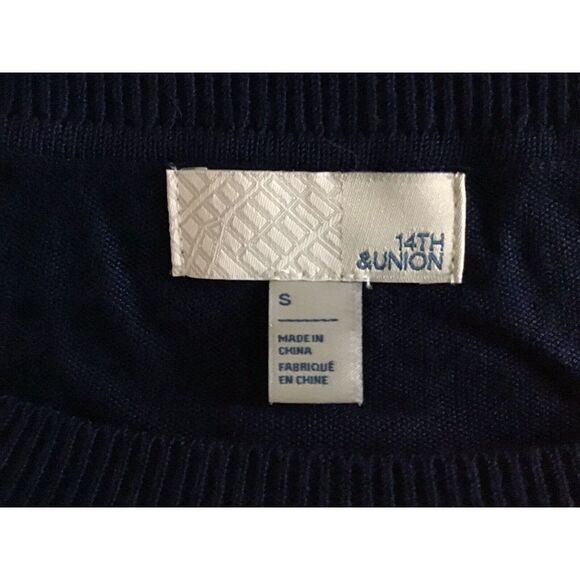 NWT 14th & Union Women's Size Small Long Sleeve Navy Sweater w/ Knot Tie - Picture 4 of 6